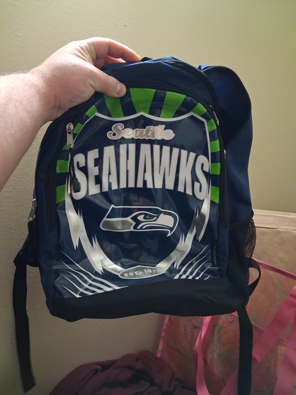 Navy and Green Backpack - Official NFL Team Bag